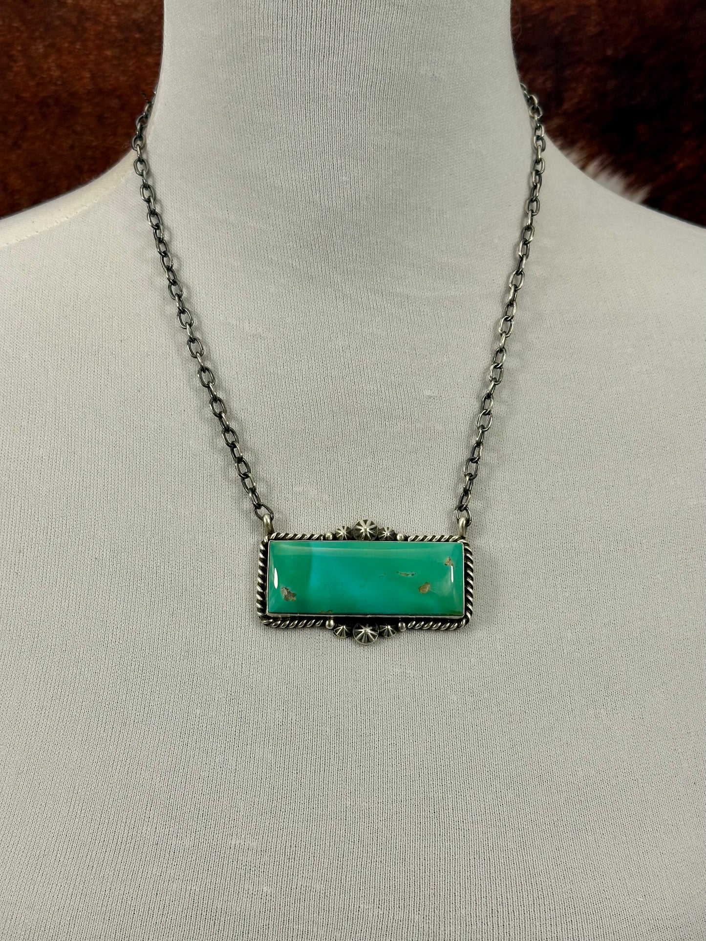 Kingman Turquoise Bar Sterling Necklace