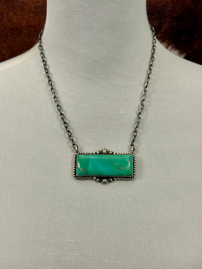 Kingman Turquoise Bar Sterling Necklace