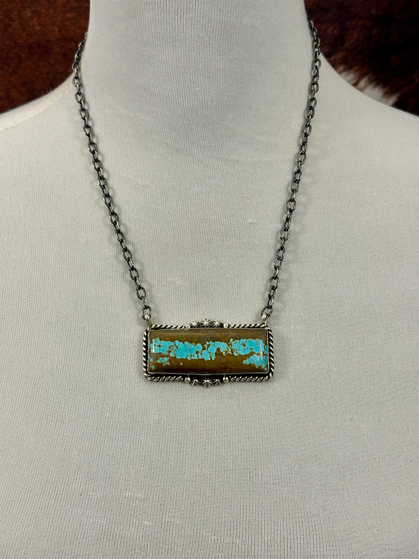 #8 Turquoise Bar Sterling Necklace