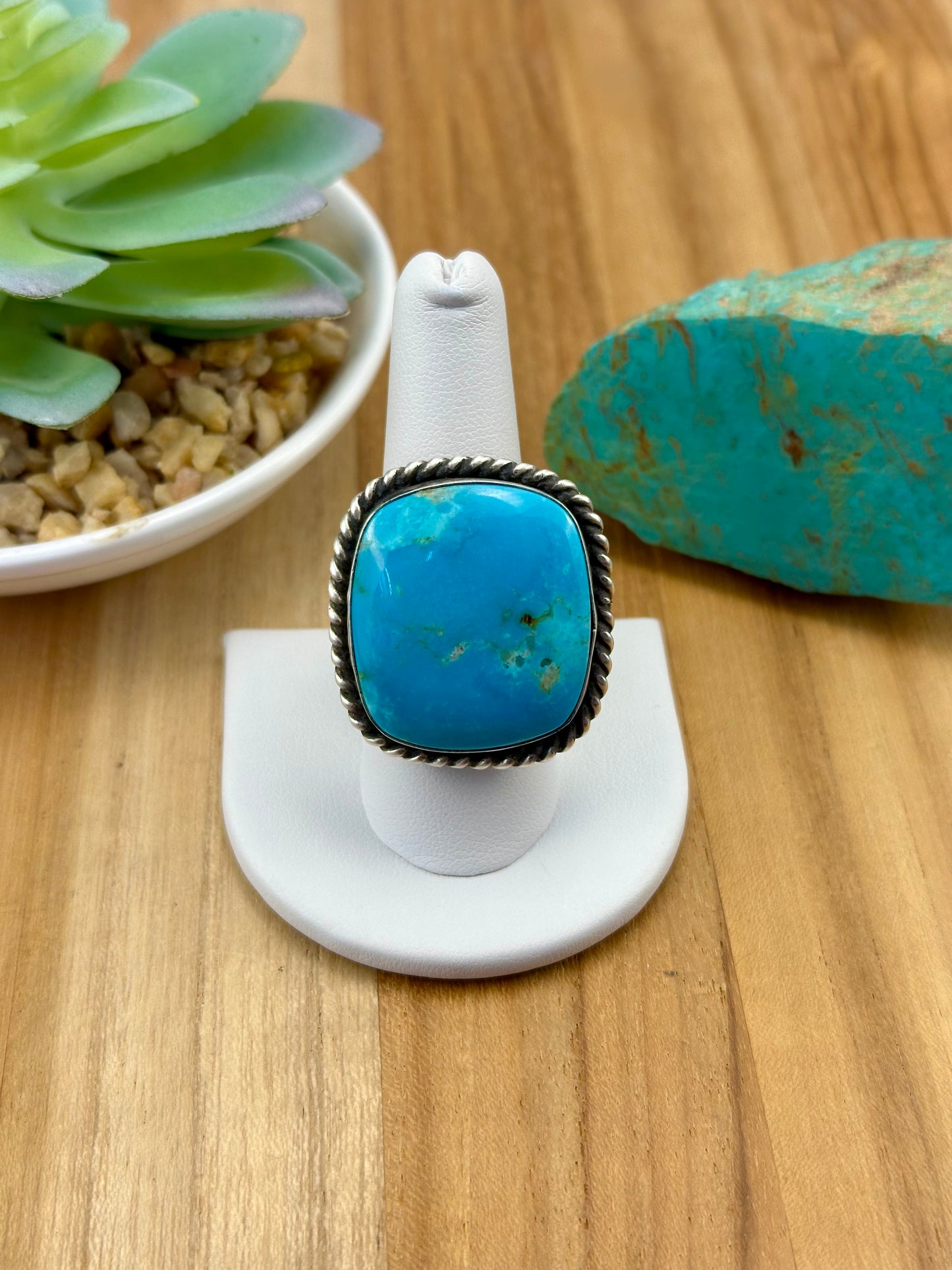 Kingman Turquoise Square Sterling Ring
