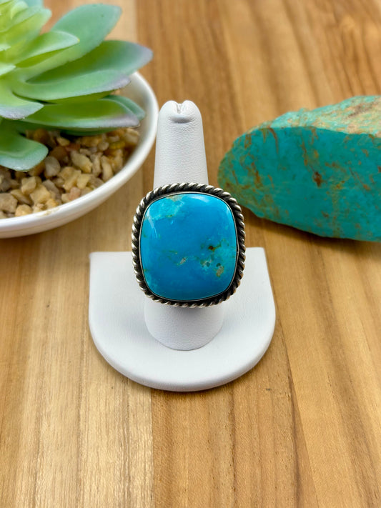 Kingman Turquoise Square Sterling Ring