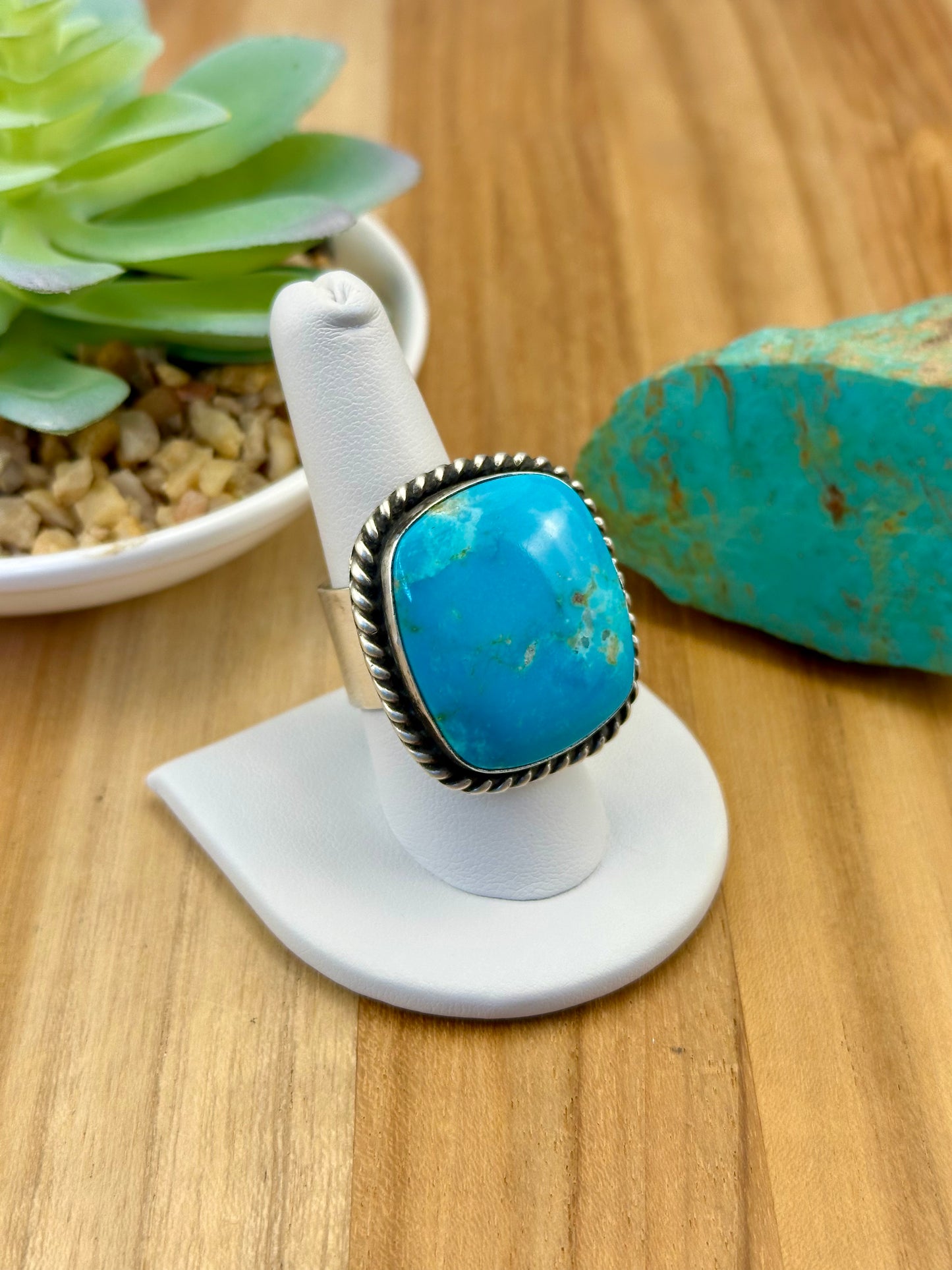 Kingman Turquoise Square Sterling Ring