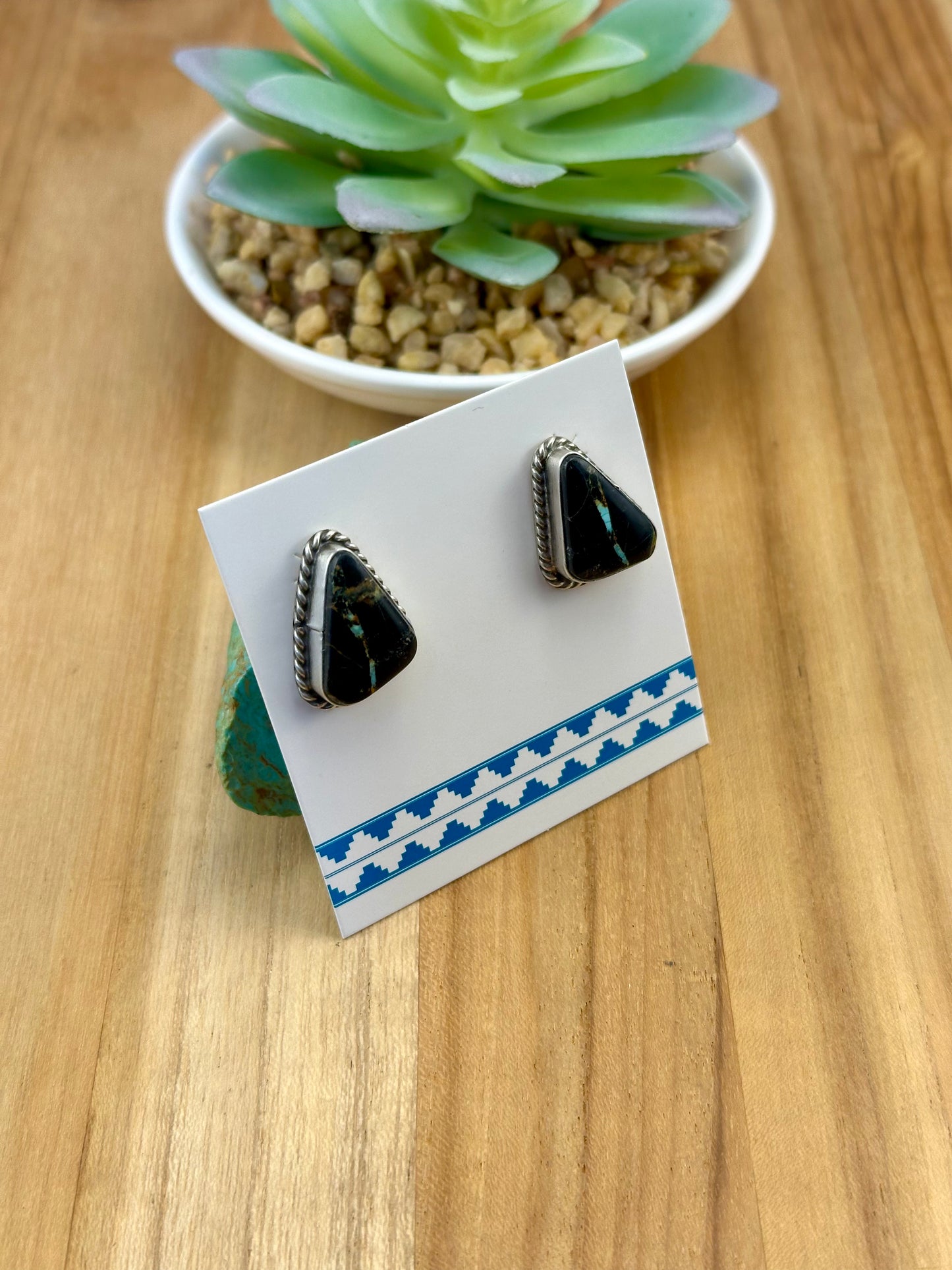 Blackjack Triangle Stud Sterling Earrings