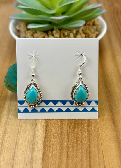 Kingman Turquoise Teardrop Dangle Earrings