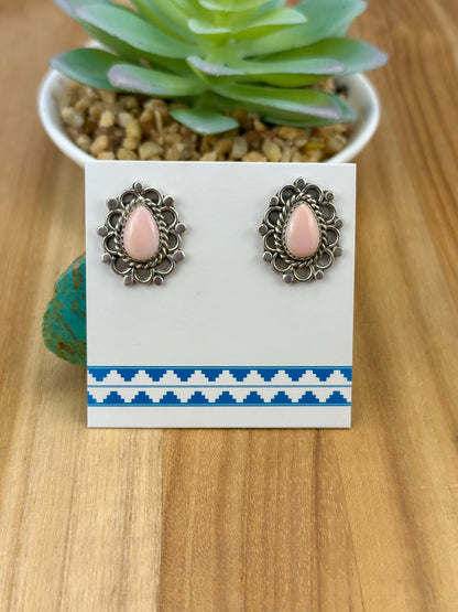 Pink Conch Teardrop Sterling Earrings