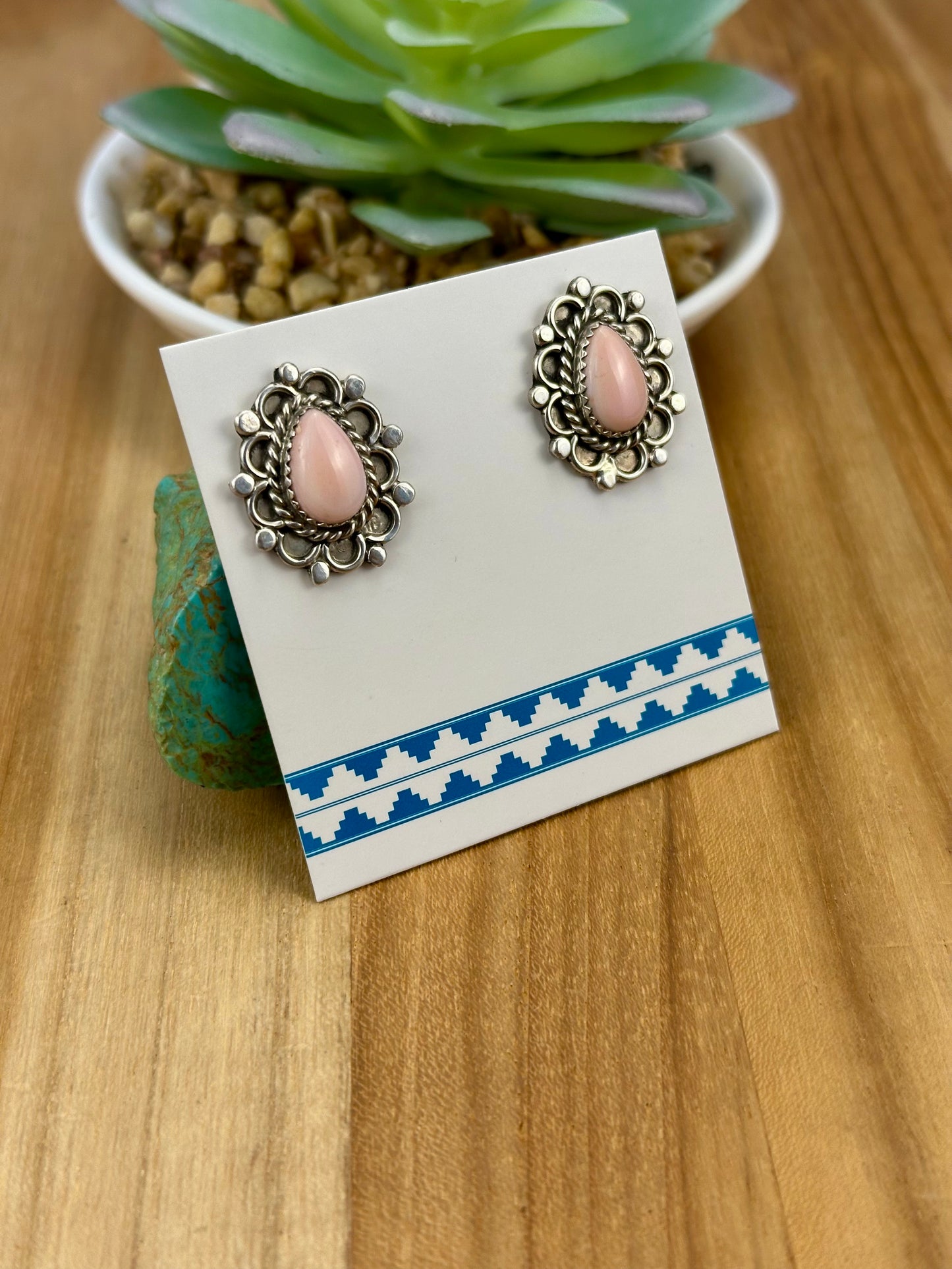 Pink Conch Teardrop Sterling Earrings