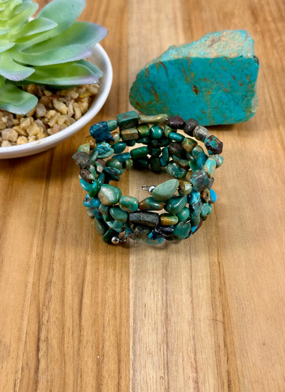 Kingman Turquoise Memory Wire Wrap Bracelet
