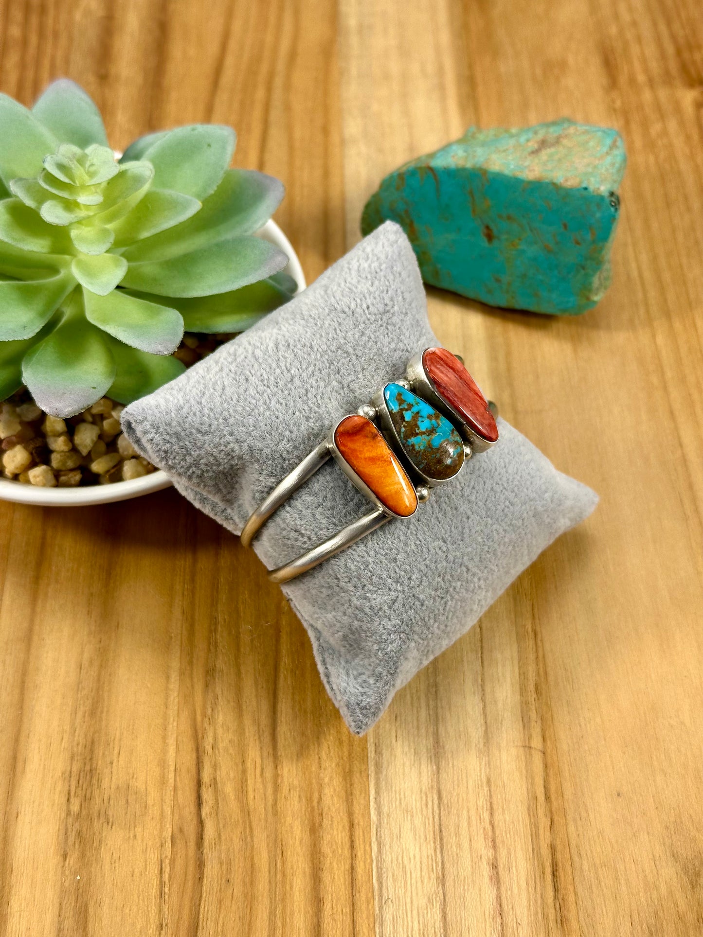 Kingman & Spiny 3 Stone Sterling Cuff