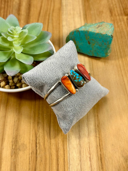 Kingman & Spiny 3 Stone Sterling Cuff