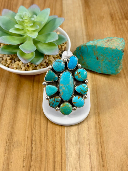 Kingman Turquoise Floral Cluster Ring