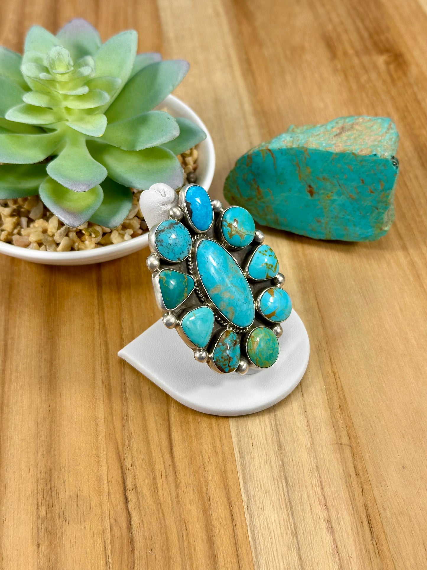 Kingman Turquoise Floral Cluster Ring