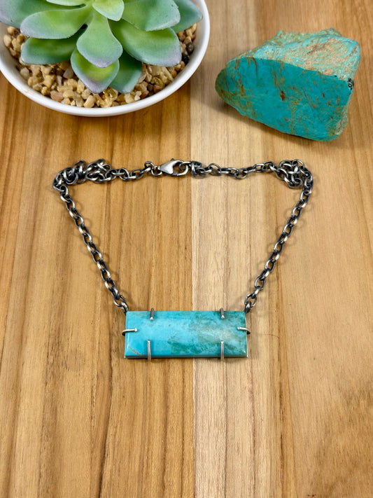 Kingman Turquoise Waterproof Bar Necklace