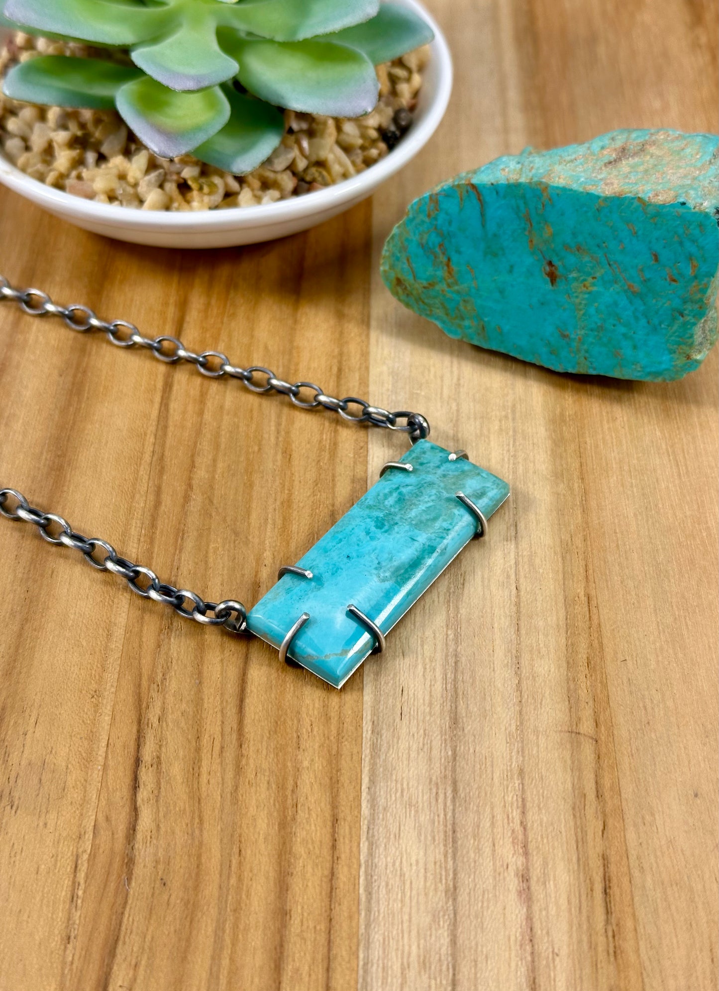 Kingman Turquoise Waterproof Bar Necklace