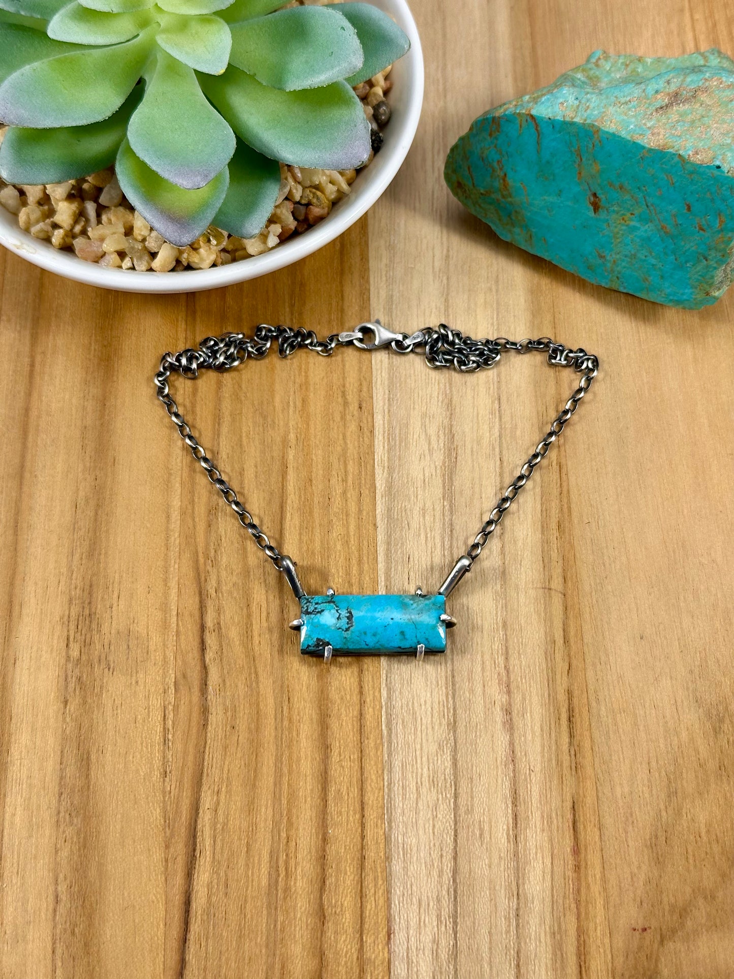 Kingman Turquoise Waterproof Bar Necklace