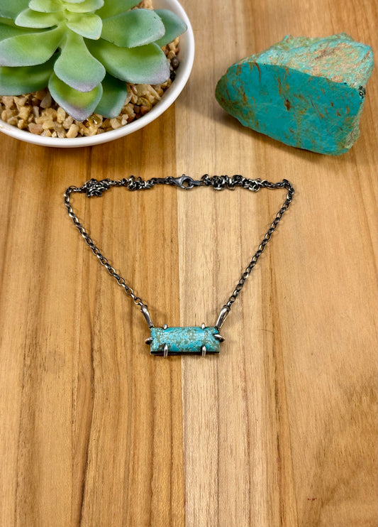 Kingman Turquoise Waterproof Bar Necklace