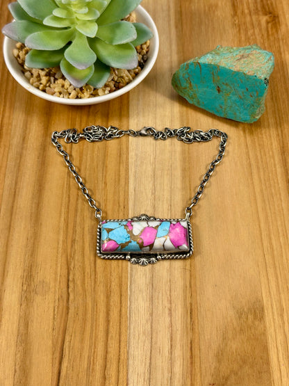 Cotton Candy Bar Sterling Necklace