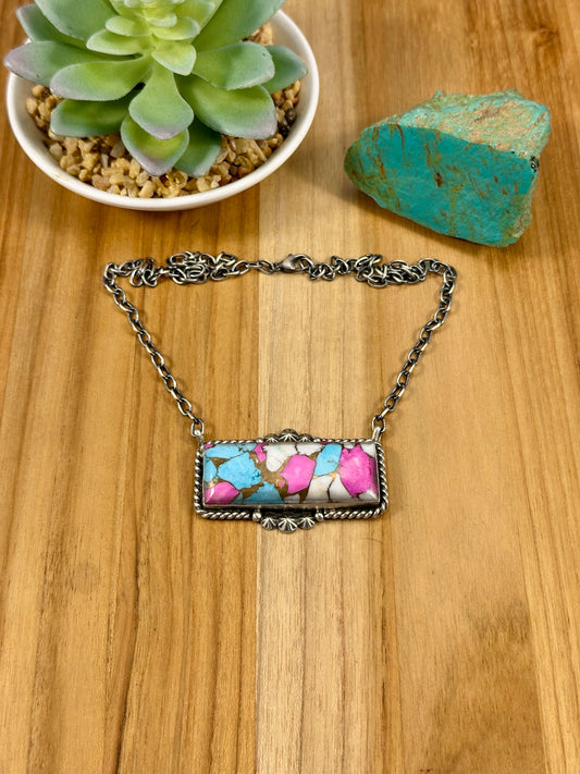 Cotton Candy Bar Sterling Necklace