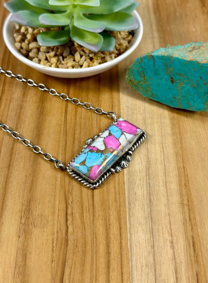 Cotton Candy Bar Sterling Necklace