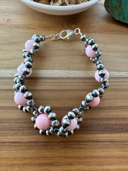 Pink Conch Pearl Flower Bracelet