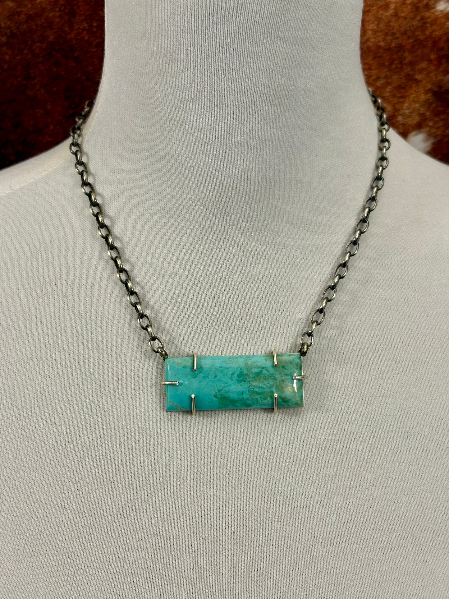 Kingman Turquoise Waterproof Bar Necklace