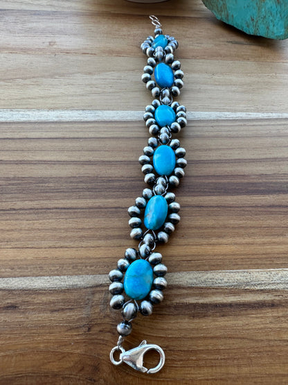 Turquoise pearl Flower Bracelet
