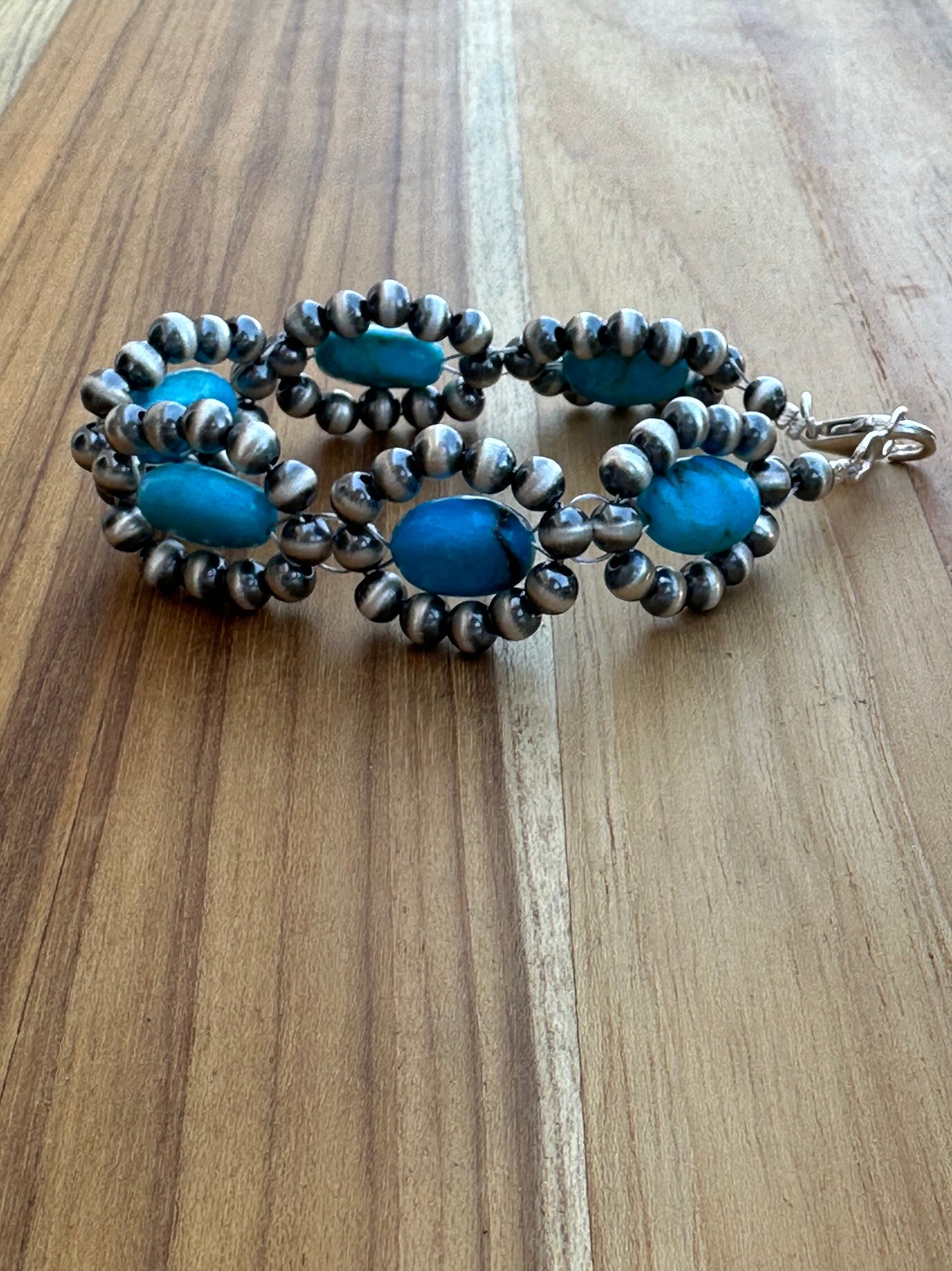 Turquoise pearl Flower Bracelet