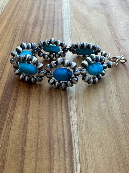 Turquoise pearl Flower Bracelet