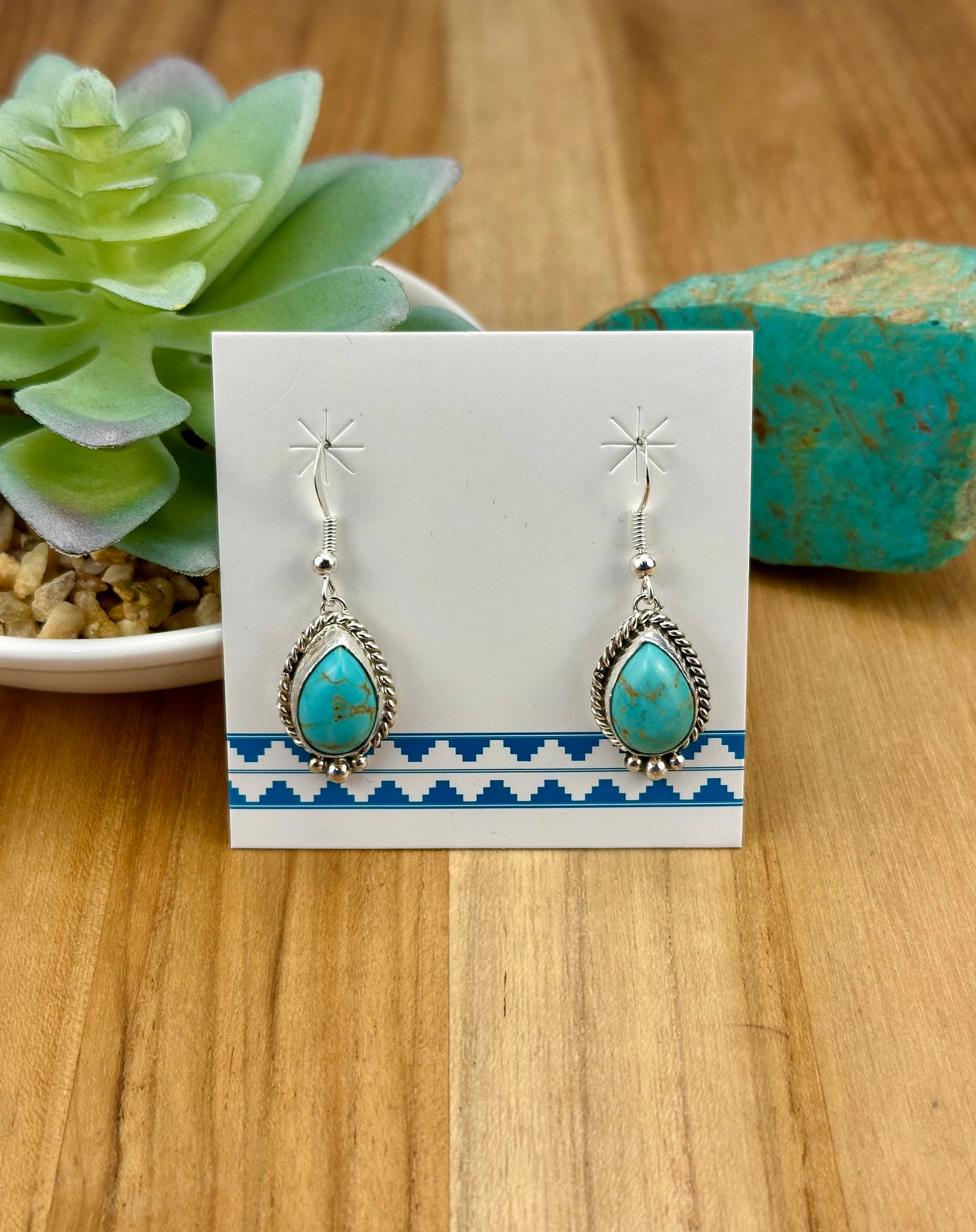 Kingman Turquoise Teardrop Dangle Earrings
