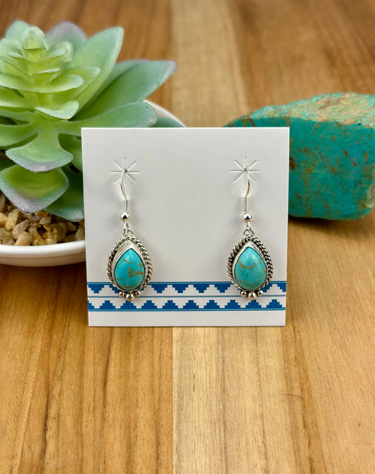 Kingman Turquoise Teardrop Dangle Earrings