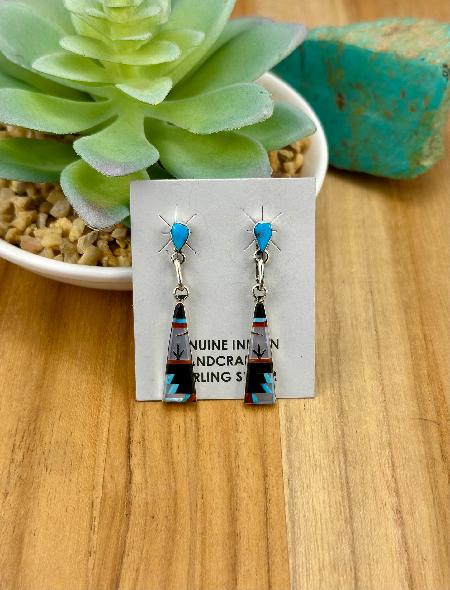 Multi Stone Zuni Inlay Earrings