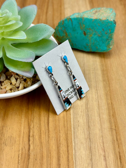 Multi Stone Zuni Inlay Earrings