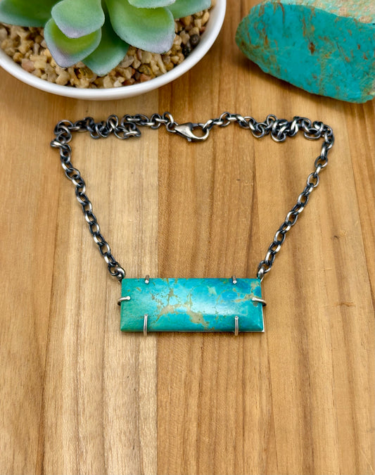 Kingman Turquoise Waterproof Bar Necklace