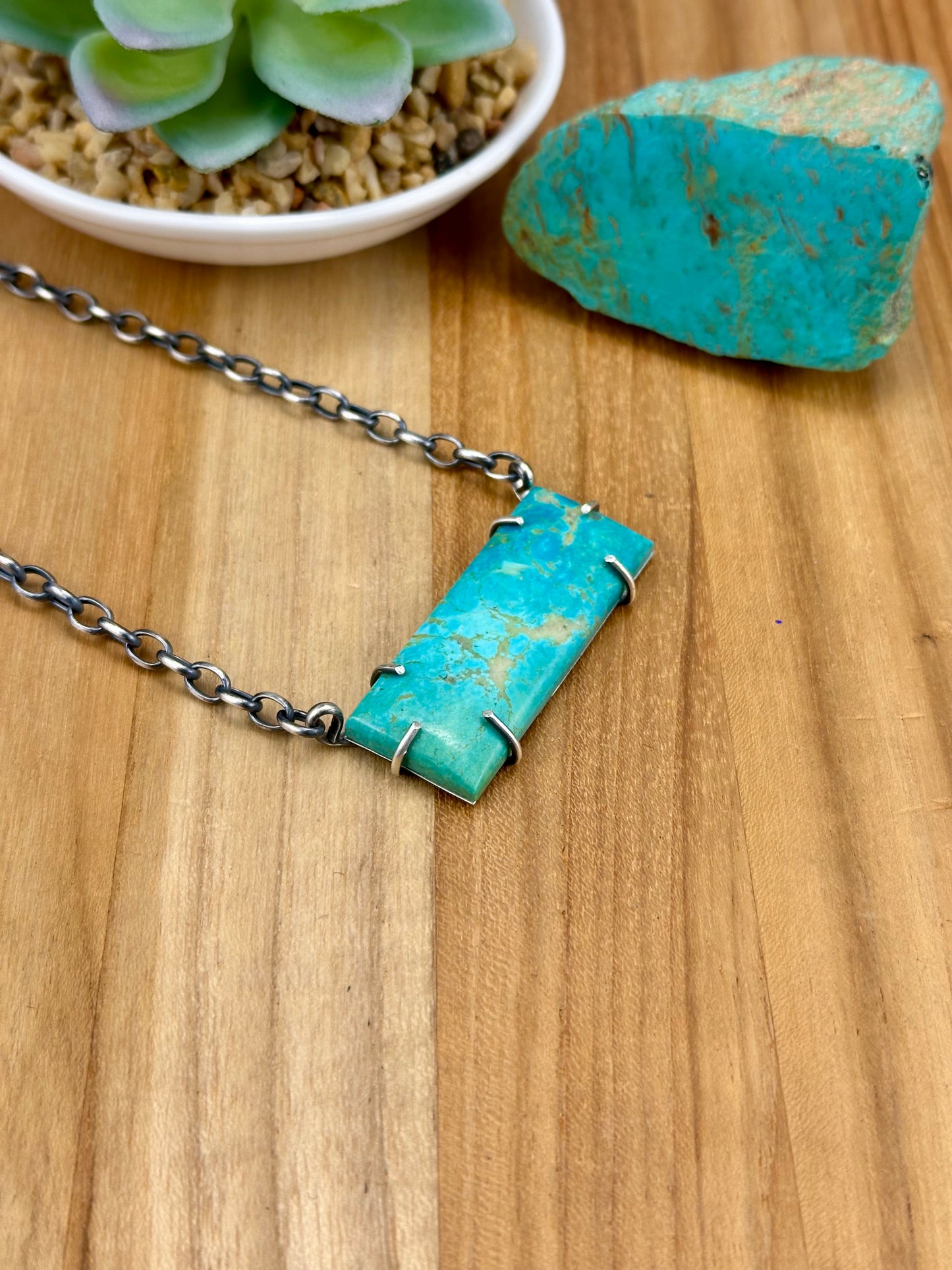 Kingman Turquoise Waterproof Bar Necklace