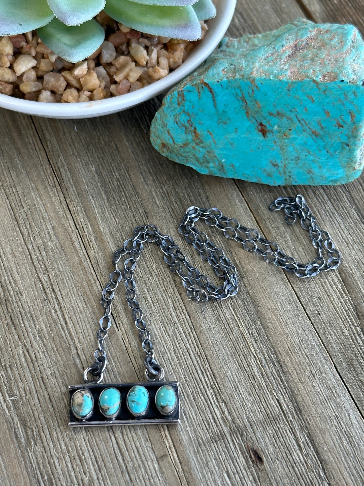 17" Turquoise Fixed Pendent Necklace