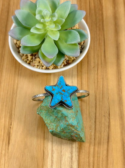 Kingman Turquoise Star Sterling Cuff