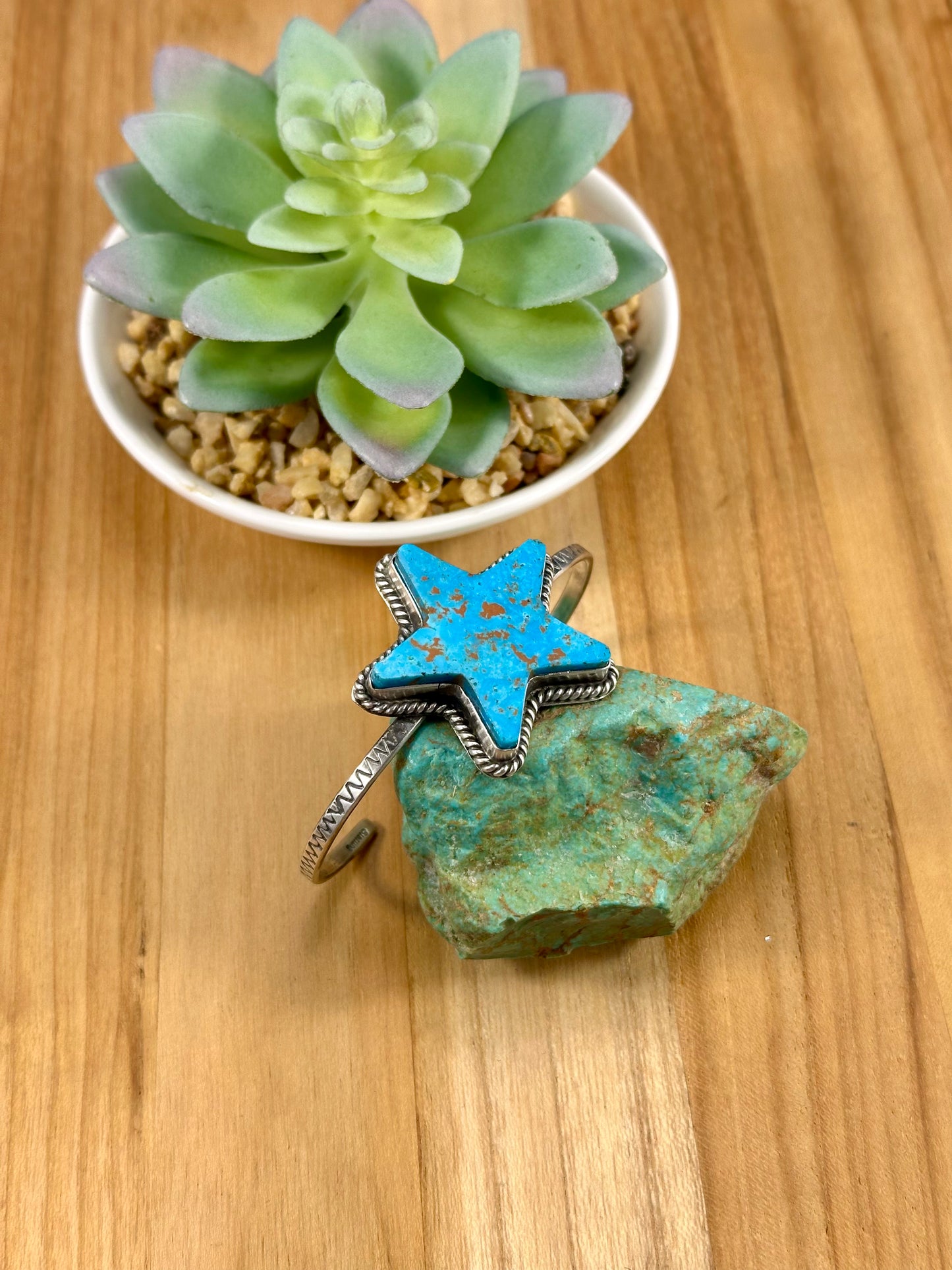Kingman Turquoise Star Sterling Cuff