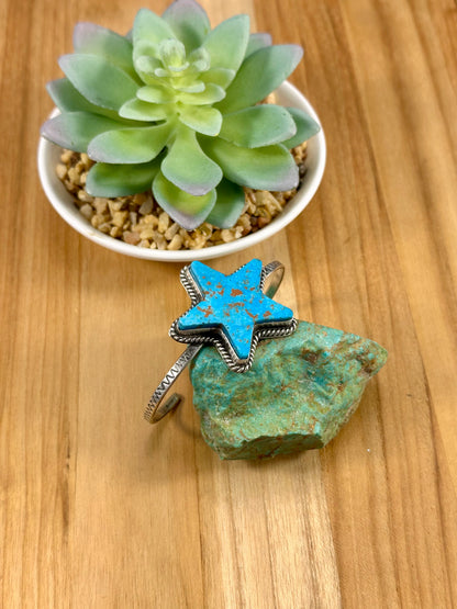 Kingman Turquoise Star Sterling Cuff