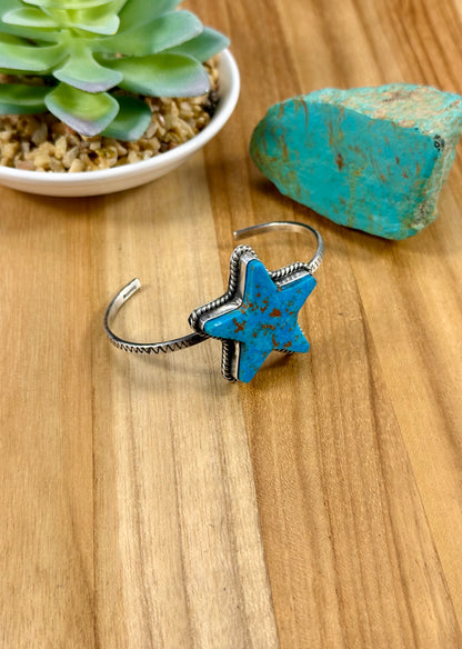 Kingman Turquoise Star Sterling Cuff