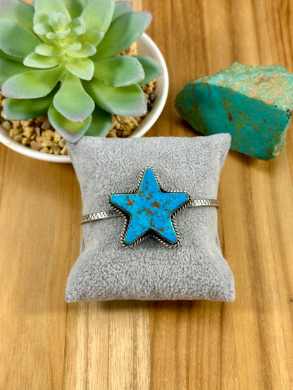 Kingman Turquoise Star Sterling Cuff