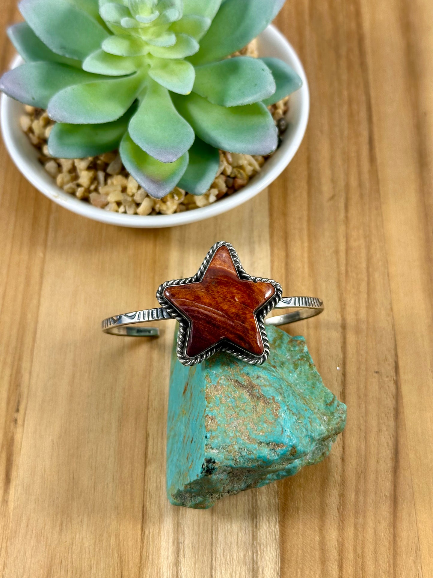 Orange Spiny Star Sterling Cuff