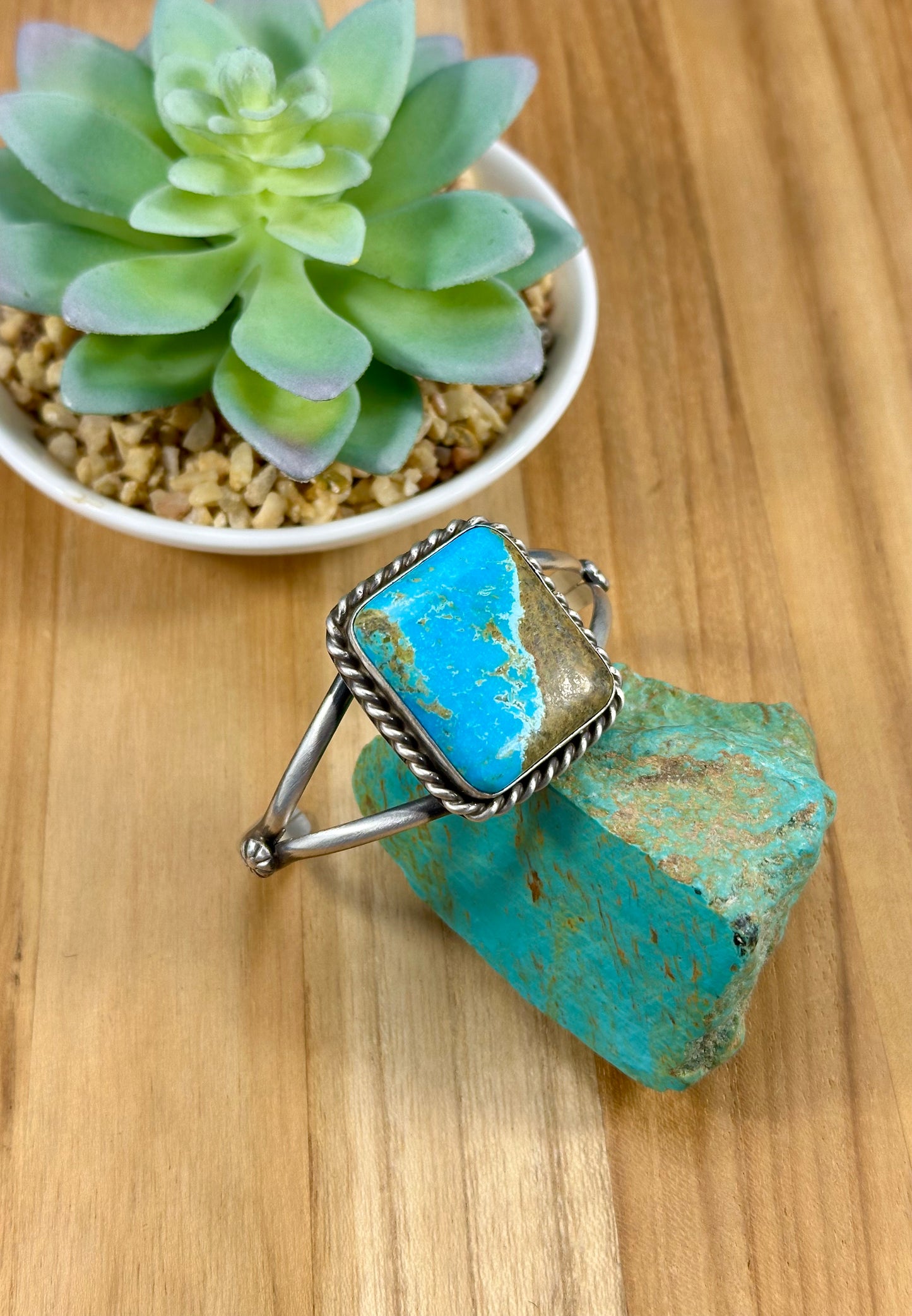 Kingman Turquoise Square Stone Cuff