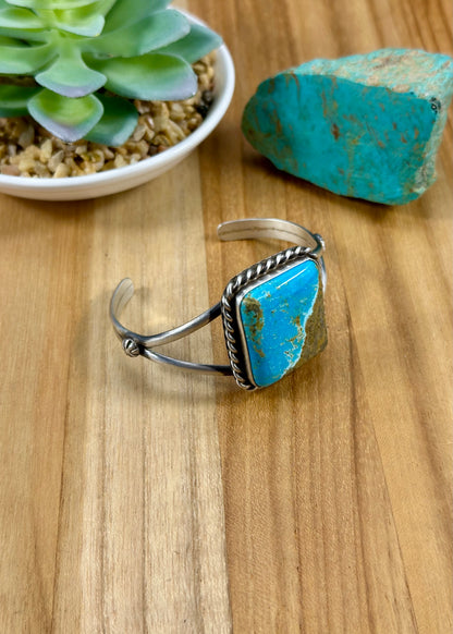 Kingman Turquoise Square Stone Cuff