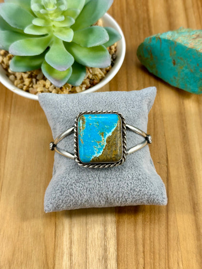Kingman Turquoise Square Stone Cuff