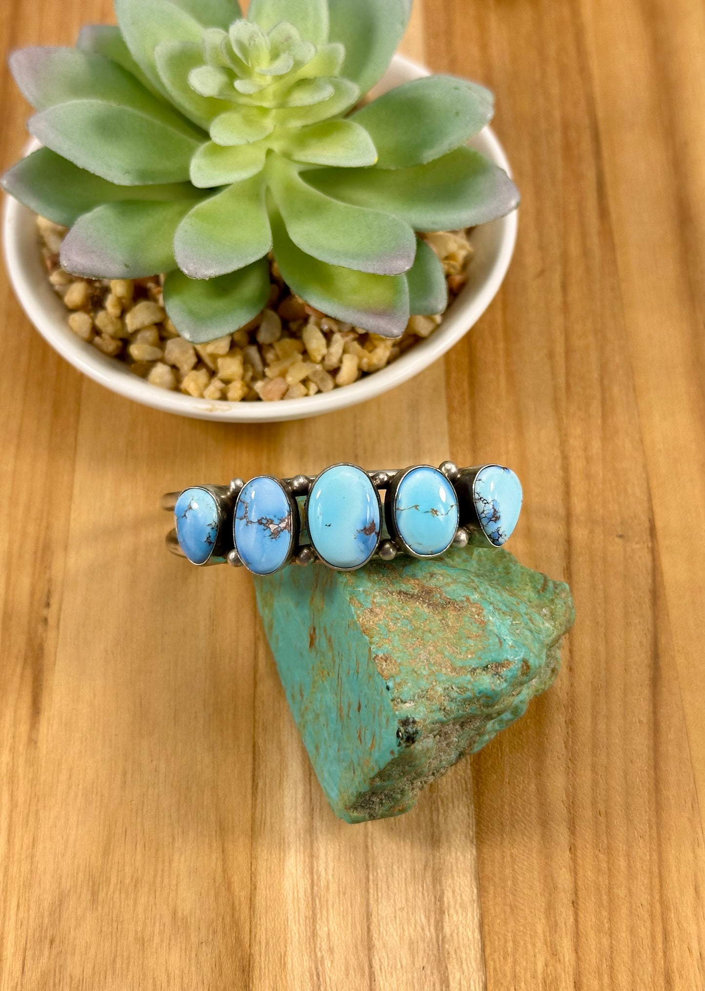 5 Stone Golden Hills Turquoise Cuff