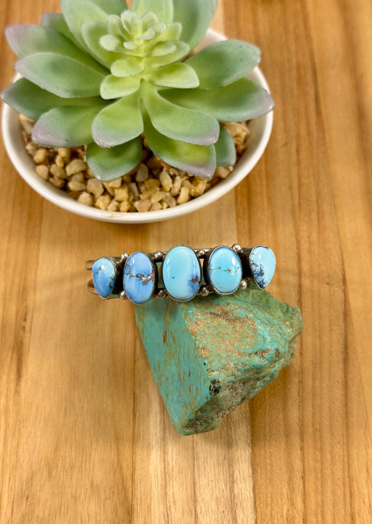 5 Stone Golden Hills Turquoise Cuff