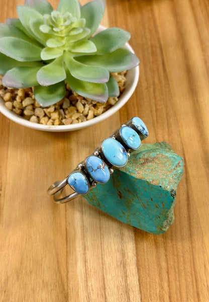 5 Stone Golden Hills Turquoise Cuff