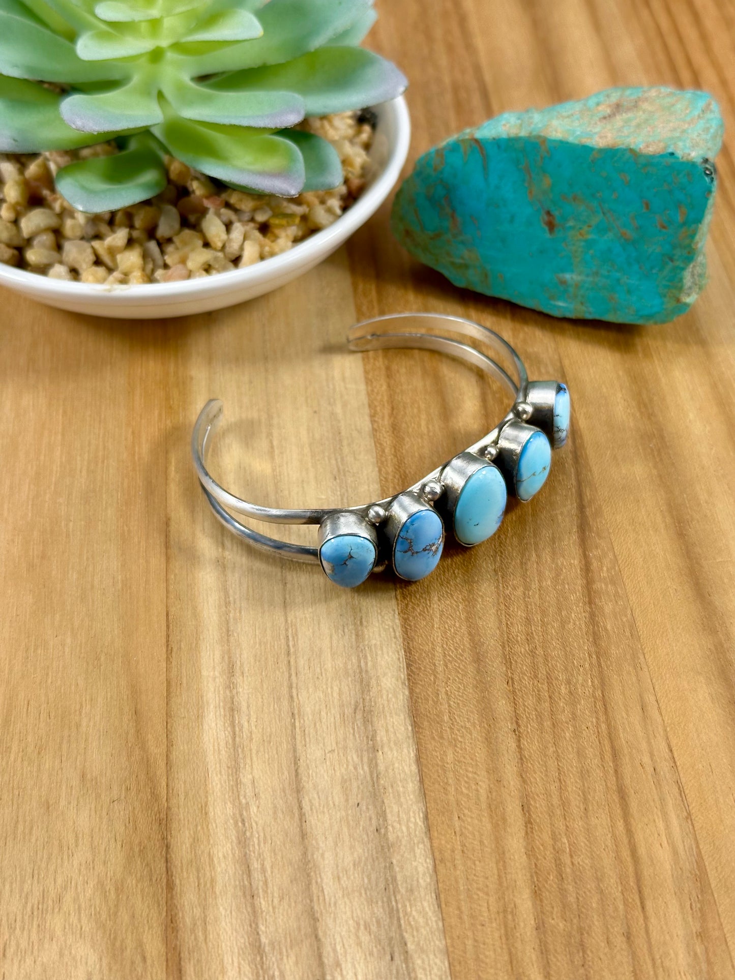 5 Stone Golden Hills Turquoise Cuff