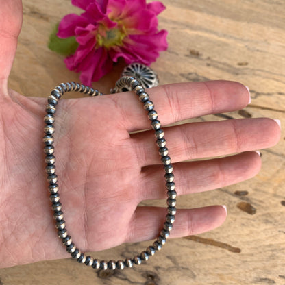 5MM " Navajo Style" Sterling Pearls Necklaces