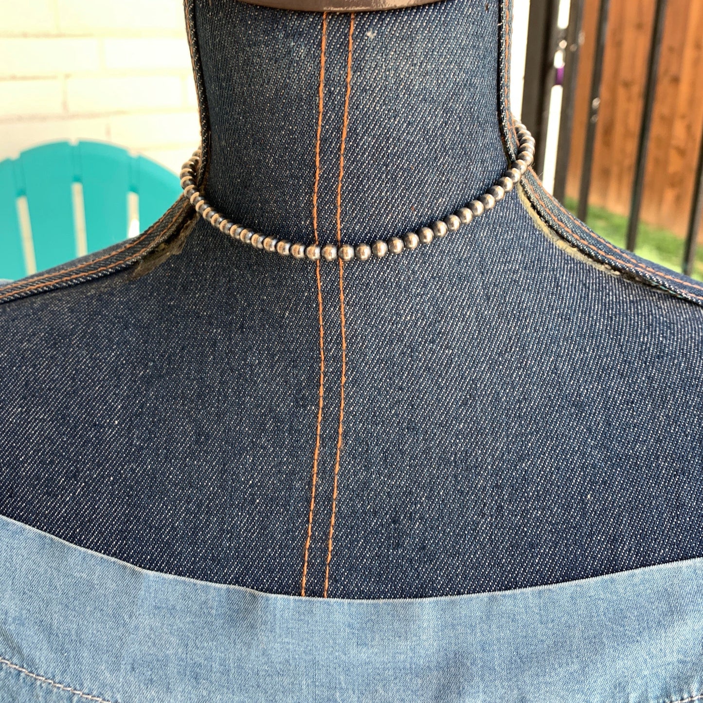 5MM " Navajo Style" Sterling Pearls Necklaces