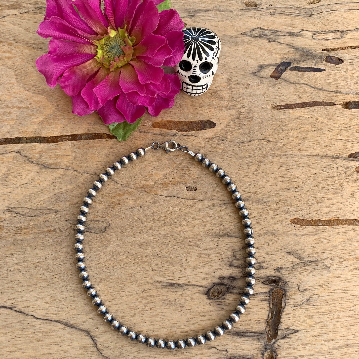 6MM " Navajo Style" Sterling Pearls Necklaces